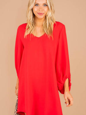 Loud And Clear Red Bubble Sleeve Dress