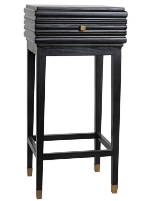 Kitame Side Table With Drawer, Charcoal Black