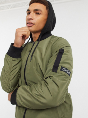 Hollister Aviator Hooded Bomber In Olive