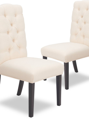 Set Of 2 Provence Tufted Dining Chairs Beige - Finch