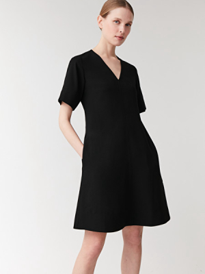 V-neck Dress With Short Sleeves