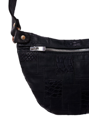 Crocodile Patchwork Cross-body Bag (q100-crocodile-black)