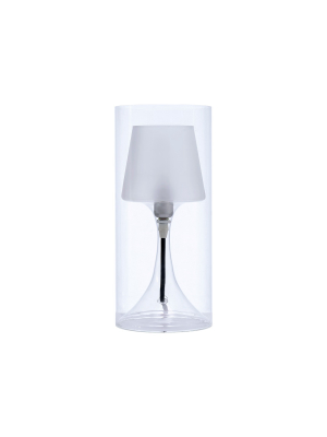 13" Novelty Hurricane Glass Table Lamp (includes Led Light Bulb) White - Ore International