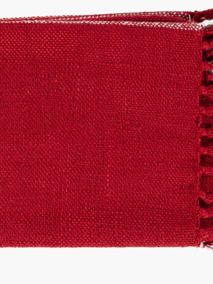 Bufflonne Hand Woven Throw In Dark Red