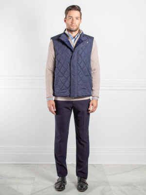 Mens Sheared Mink Lined Puffer Vest In Navy