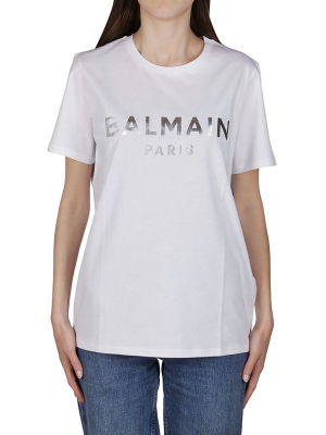 Balmain Logo Print Crewneck T-shirt