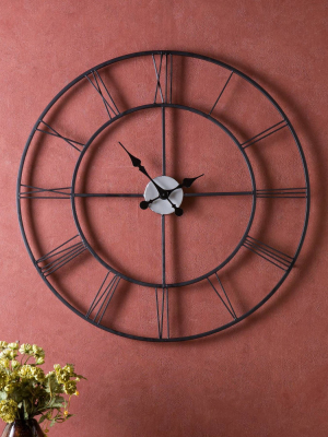 30" Roman Decorative Wall Clock Black/silver - Aiden Lane