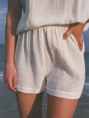 Na Nin Chloe Waffled Cotton Shorts / Available In Natural & Faded Black