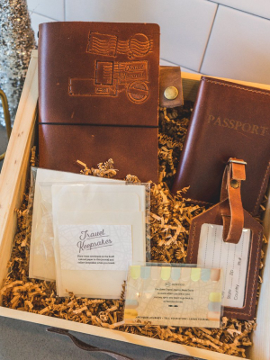 Leather Travel Journal, Luggage Tag, And Passport Cover Gift Set