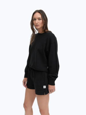 Reigning Champ Terry Cropped Crewneck, Black