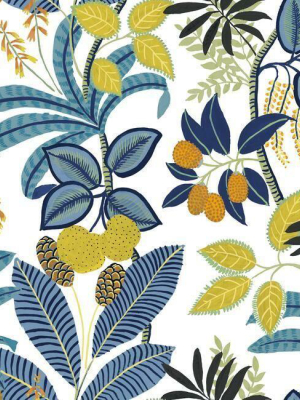 Funky Jungle Peel & Stick Wallpaper In Blue And Yellow By Roommates For York Wallcoverings