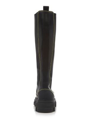 Lug-sole Leather Knee-high Boots