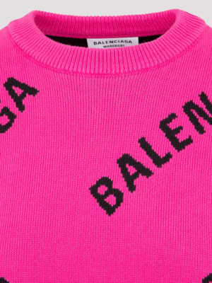 Balenciaga Allover Logo Intarsia Sweater