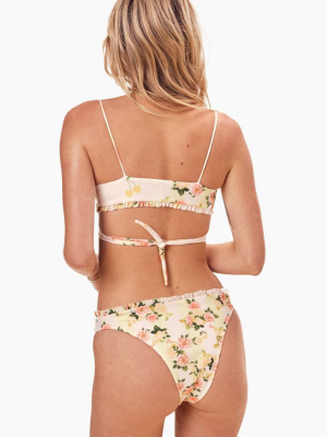 Nashville High Cut Bikini Bottom - Buttercreme Yellow Floral Print