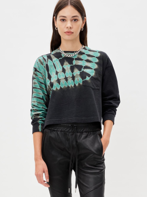 Reconstructed Ls Tie Dye Cropped Tee / Green X Black