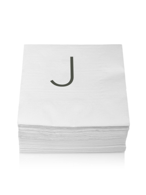 Monogram Cocktail Napkin, J (set Of 50)