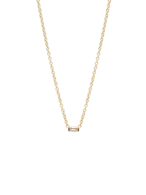 14k Small Baguette Diamond Necklace