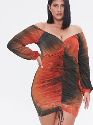 Plus Size Tie-dye Mini Dress