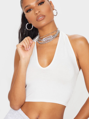 Basic Cream Halterneck Crop Top