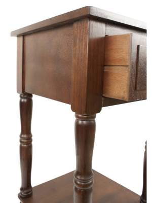 Simplify One Drawer Accent Table With Flat Drawer Front Walnut - Décor Therapy