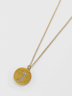 The "j" Initial Necklace In Gold