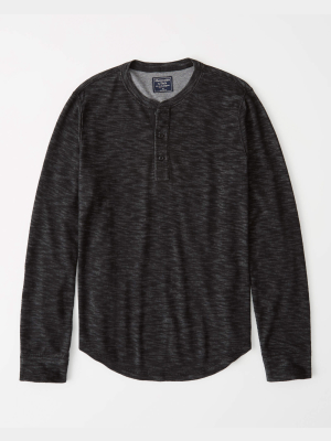 Textured Long-sleeve Henley