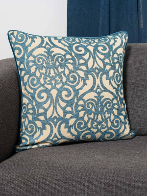 22"x22" Rouleau Jacquard Decorative Throw Pillow Blue - Surefit