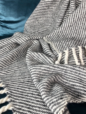 Chunky Black Stripe Alpaca Throw