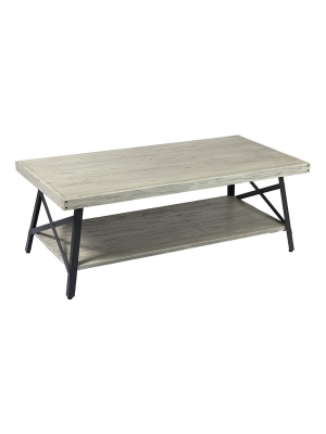 Emerald Home Chandler 48 Inch Long Rustic Decor Indoor Home Open Storage Coffee And Cocktail Table, Brushed Gray