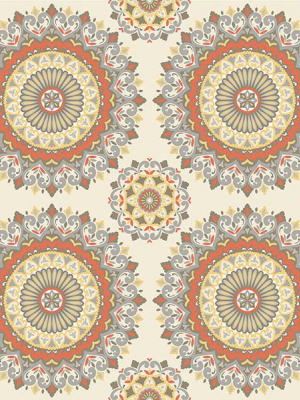 Gemma Coral Boho Medallion Wallpaper From The Kismet Collection By Brewster Home Fashions