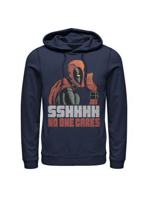 Men's Marvel Deadpool No One Cares Pull Over Hoodie