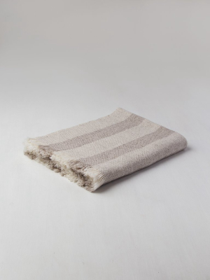 Oatmeal Stripes Virgin Wool Throw