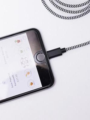 Iphone Lightning Black Cotton Braided Charging Cable