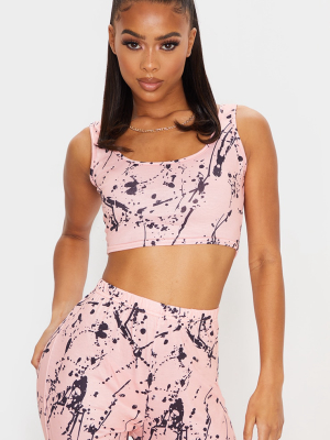 Pink Tie Dye Print Jersey Scoop Neck Crop Top