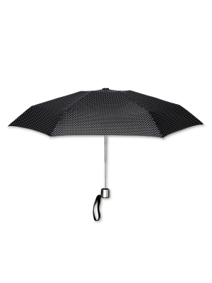 Shedrain Manual Compact Umbrella - Black Polka Dot