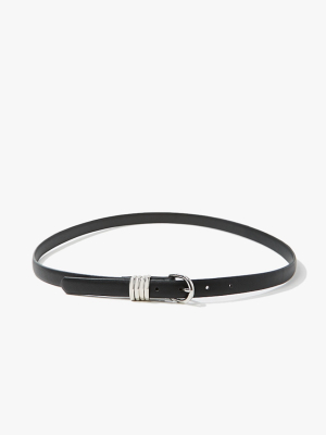 Pebbled Faux Leather Skinny Belt