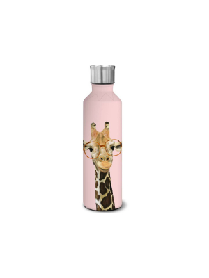 Ocs Designs 17oz Stainless Steel Bottle Nerdy Giraffe Pink