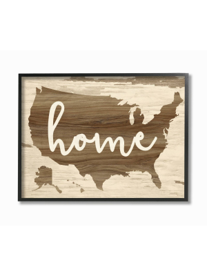 11"x1.5"x14" Distressed Wood U.s.a Map Framed Giclee Texturized Art - Stupell Industries