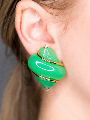 Jade Shell Clip Earrings