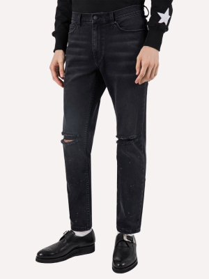 Os-1 Slim Fit Black Distressed Jeans
