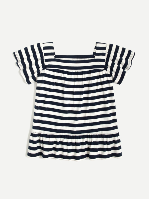 Girls' Printed Square-neck Peplum Tee