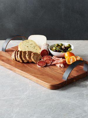 Brantley Serving Board With Leather Handles