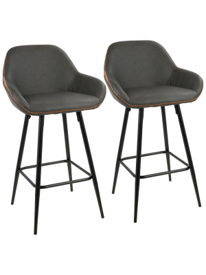 Set Of 2 Clubhouse Contemporary Counter Height Barstool Black/gray - Lumisource