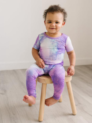 Littlesleepies Bamboo Viscose Two-piece Short Sleeve Pajama Set - Purple Watercolor