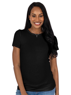 Ribbed Bamboo Maternity Crew Neck T-shirt | Black