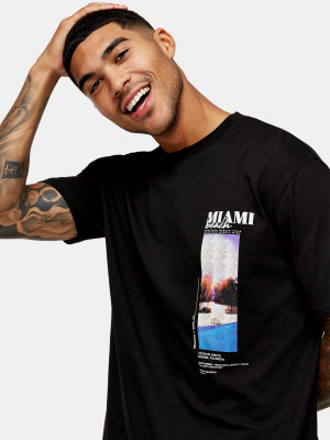 Miami Print T-shirt In Black