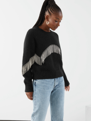 Diamanté Fringe Sweater