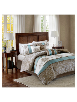 Sharon 7pc Polyester Jacquard Comforter Bedding Set With Bedskirt