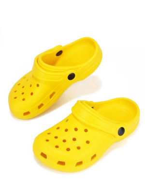 Gardendoll Yellow Cut Out Round Toe Slide On Kids Sandal