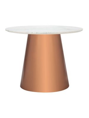 40" Gail Round Marble Dining Table White/copper - Safavieh